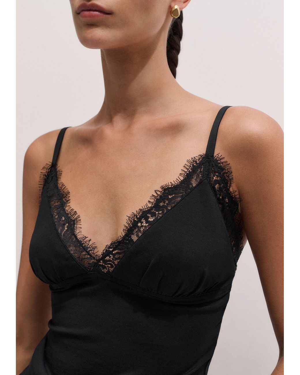 ME+EM Black Lace Trim Cami