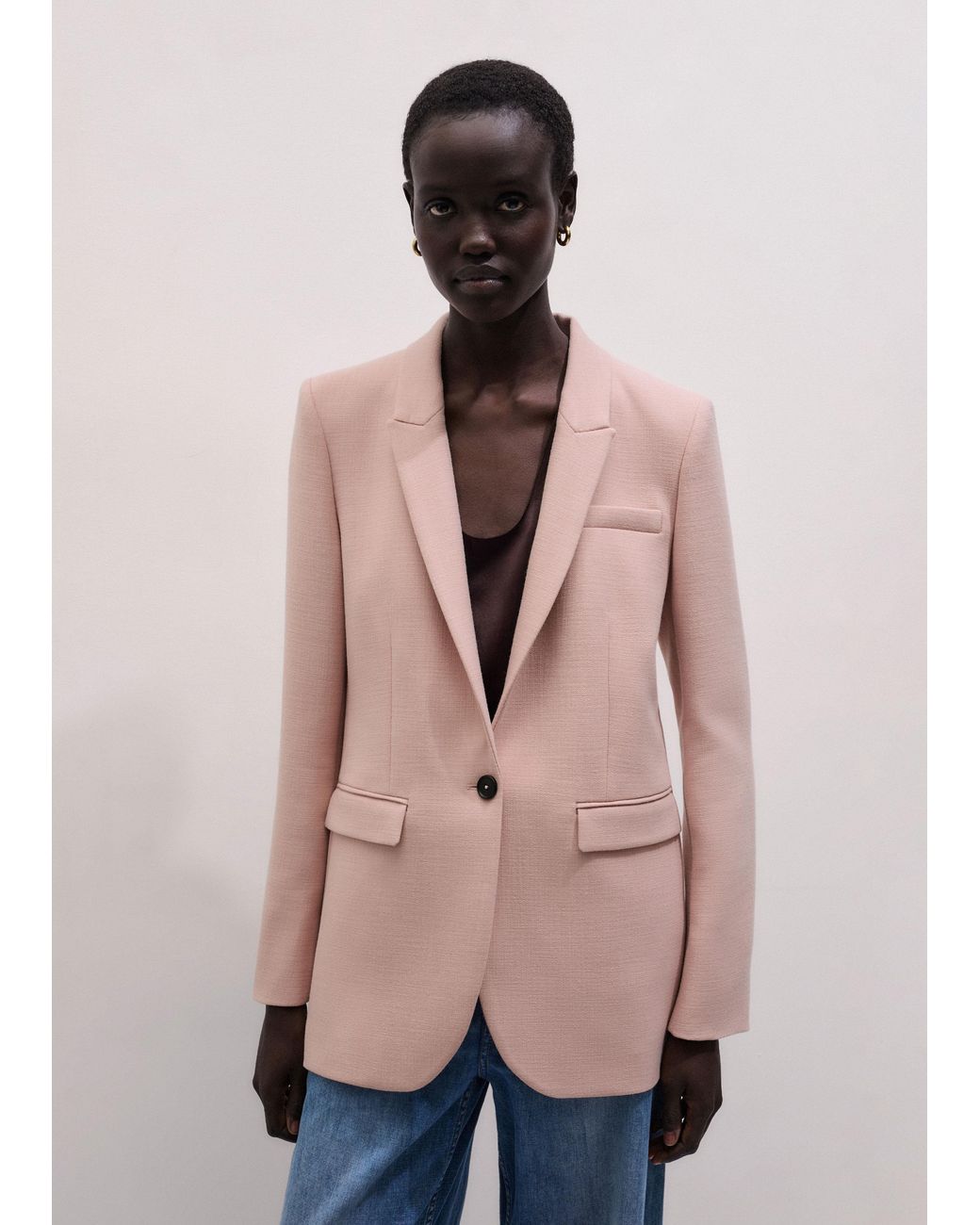 ME+EM Pink Sharp Shoulder Blazer