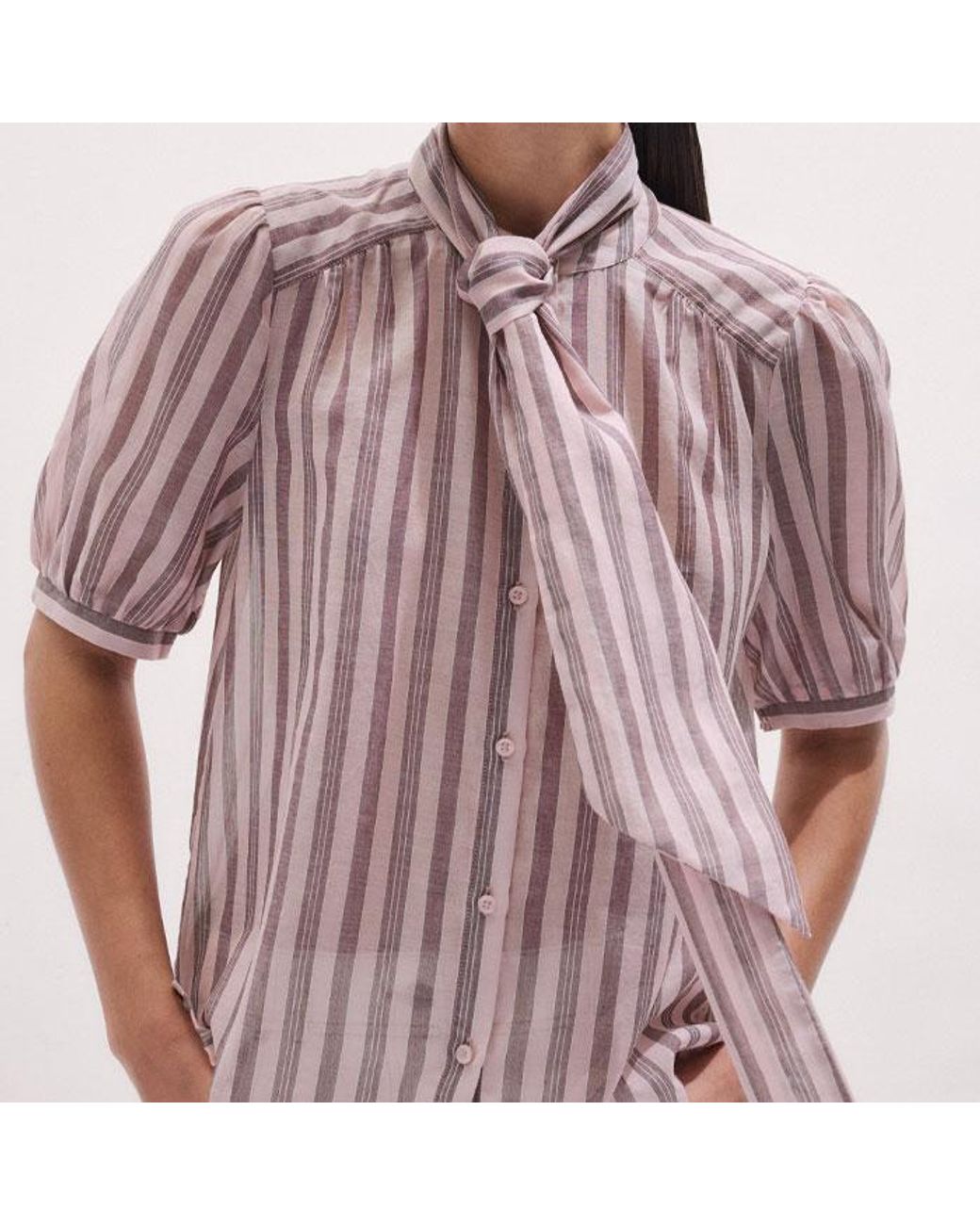 ME+EM Purple Stripe Blouse + Tie