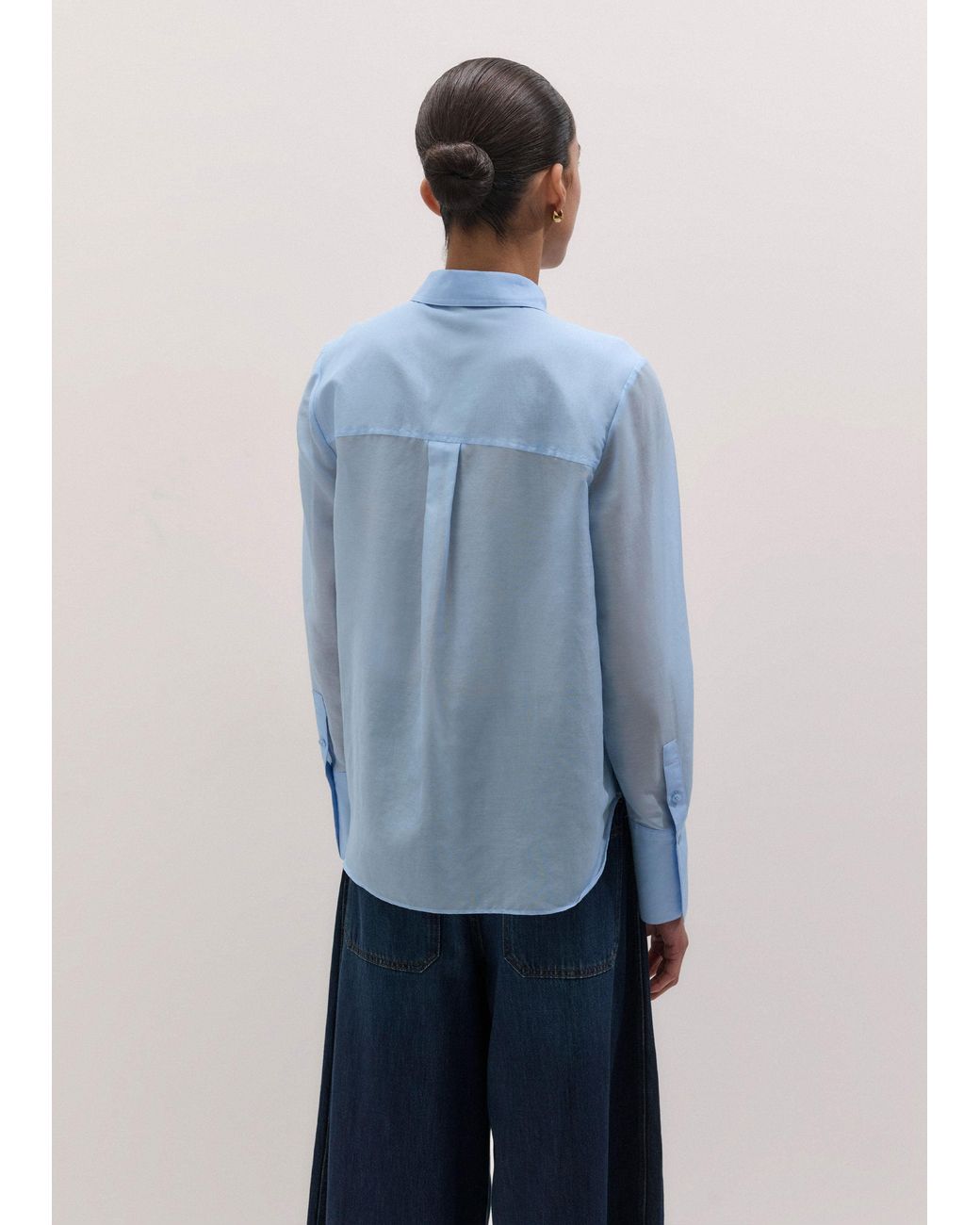 ME+EM Blue Silk Cotton Cloud Layering Shirt + Tie