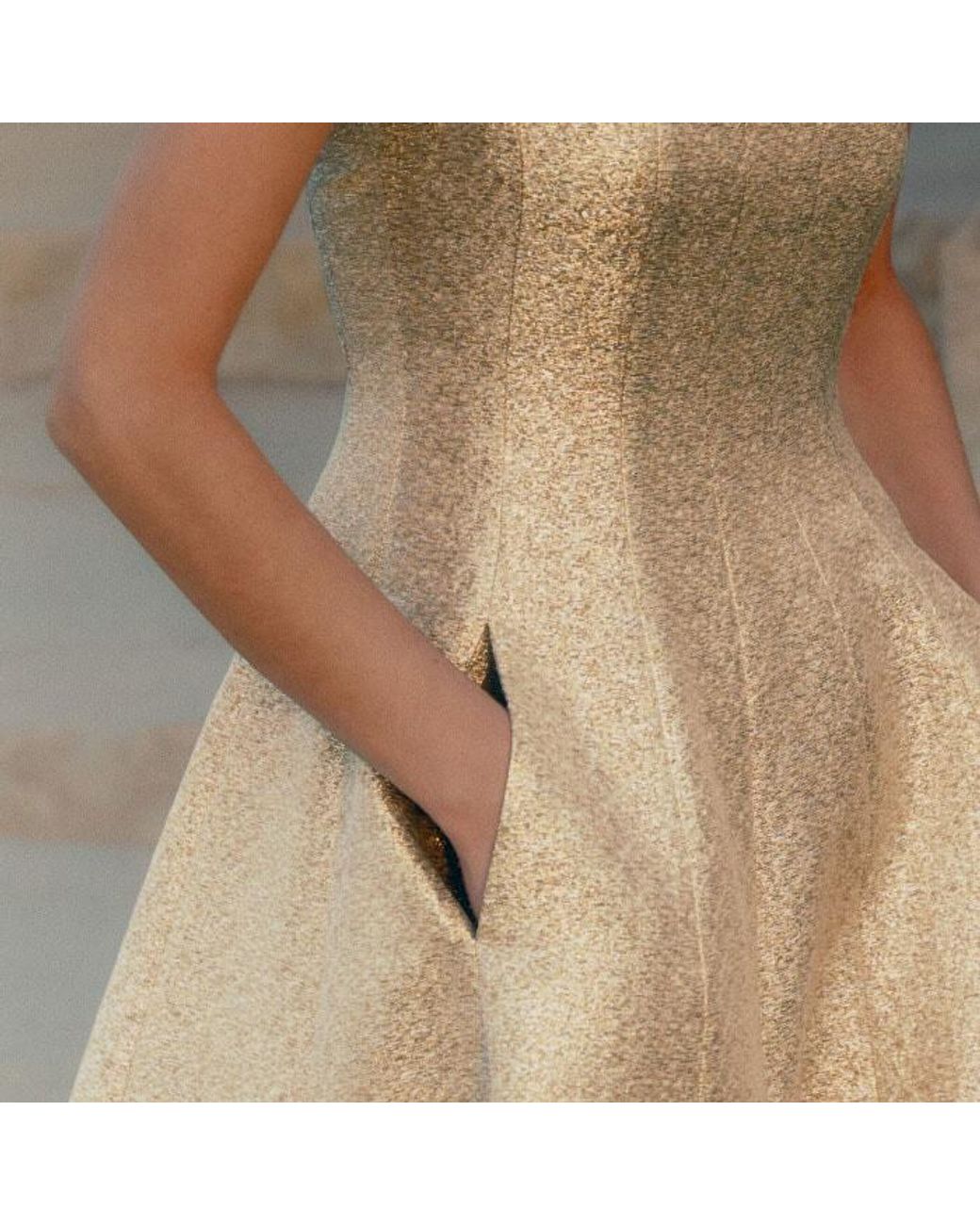 ME+EM Metallic Contour Midi Dress in Natural | Lyst