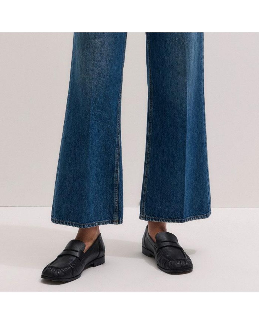ME+EM Blue Cropped Kick Flare Jean
