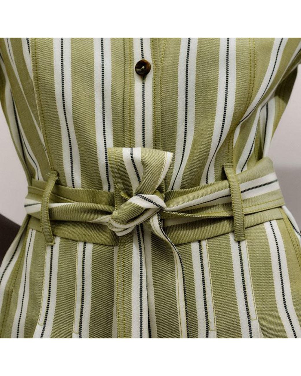 ME+EM Green Stripe Wide Leg Cropped Jumpsuit-Multi