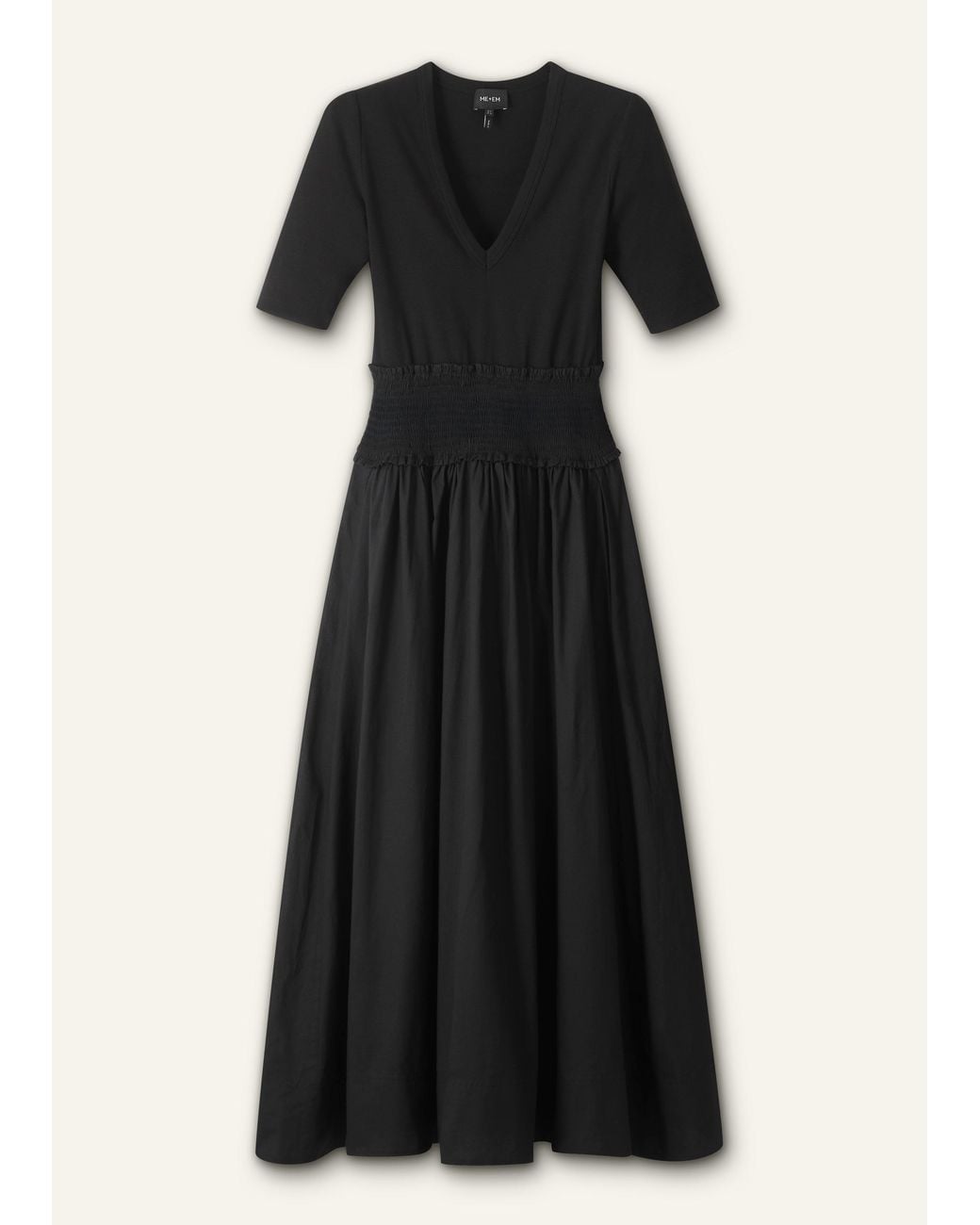 ME+EM Blue V-Neck Smocked Skirt Maxi Dress
