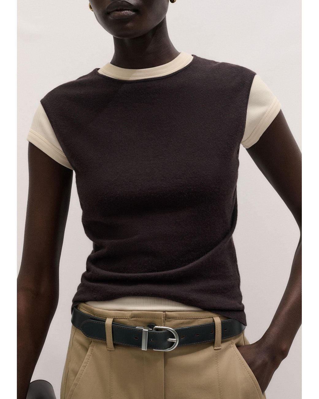 ME+EM Natural Variegated Rib Tee