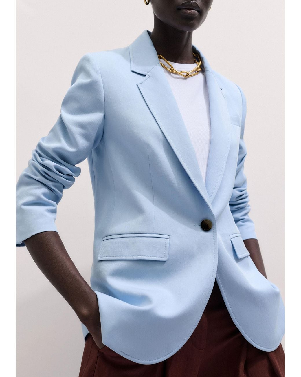 ME+EM Blue Sharp Shoulder Jacket