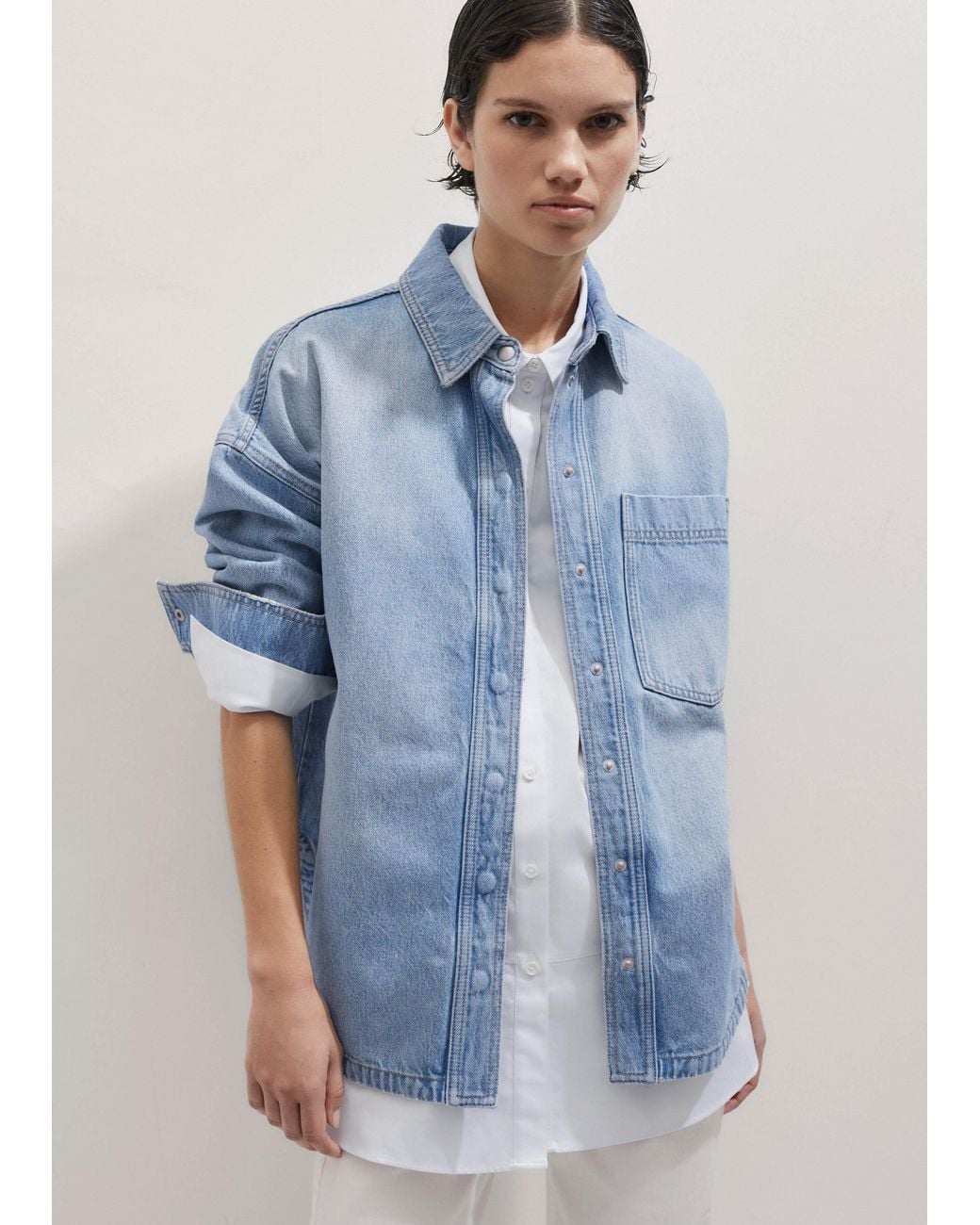 ME+EM Blue Oversized Denim Shacket