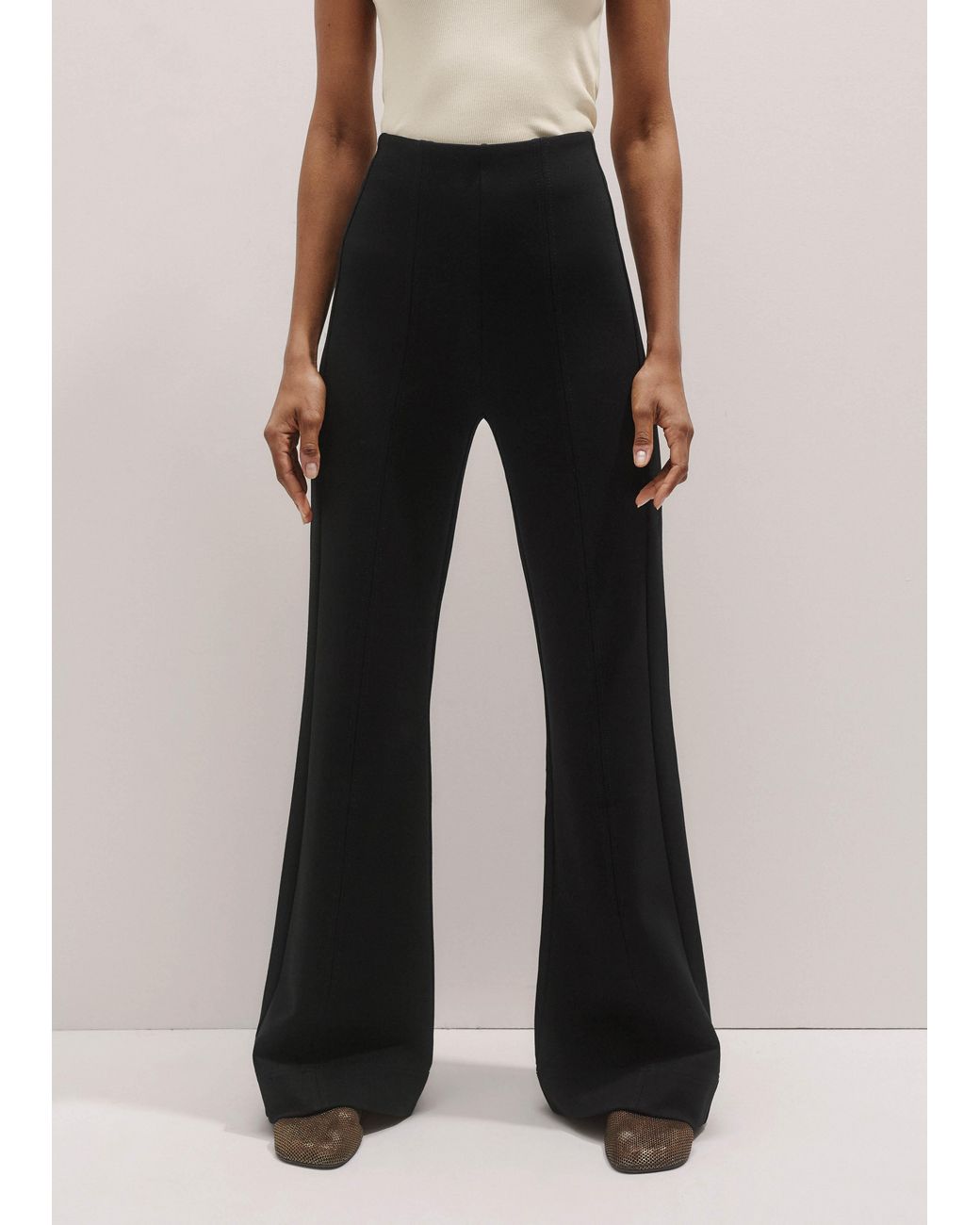 ME+EM Black Travel Tailoring Kick Flare Trouser