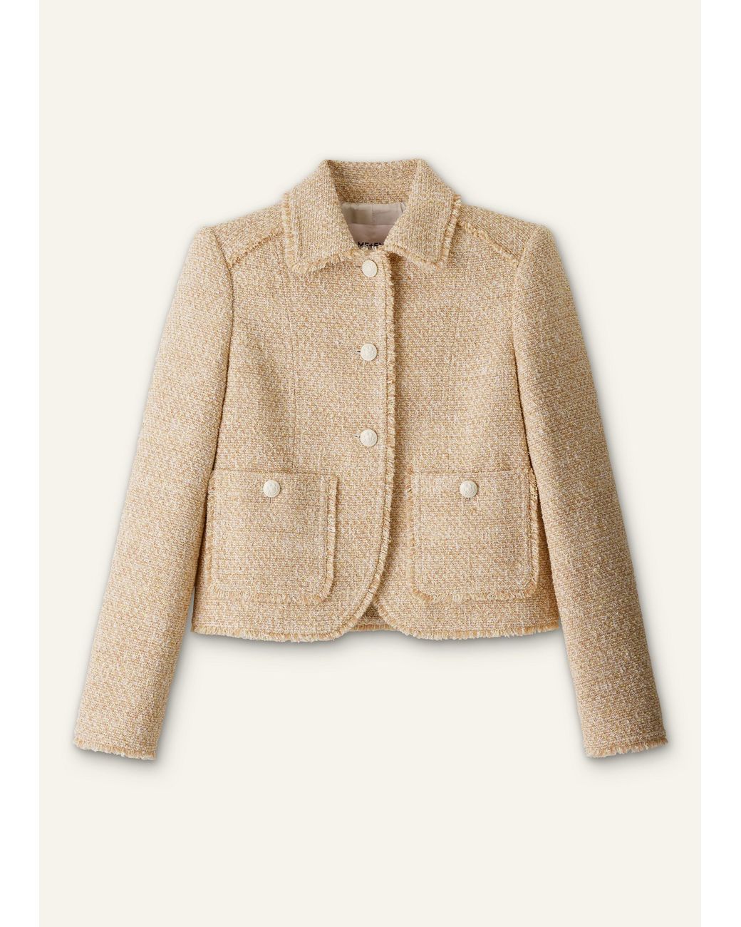 ME+EM Natural Cut Away Fringed Jacket