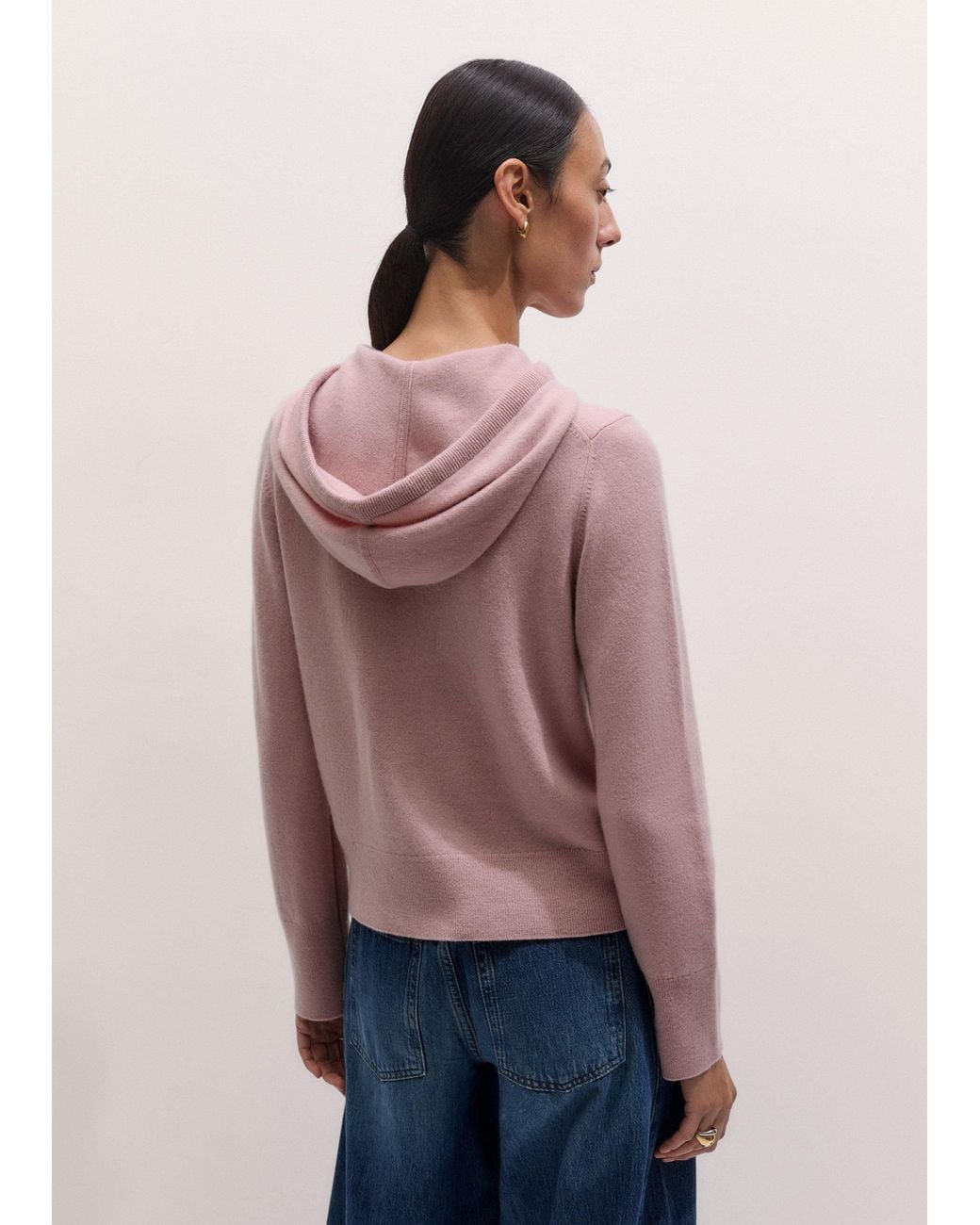 ME+EM Pink Cashmere Two Way Zip Straight Hoody