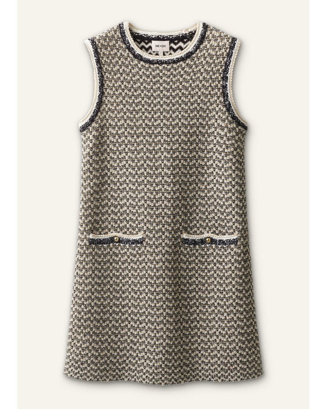 ME+EM Multicolor Metallic Tweed A-Line Knit Mini Dress