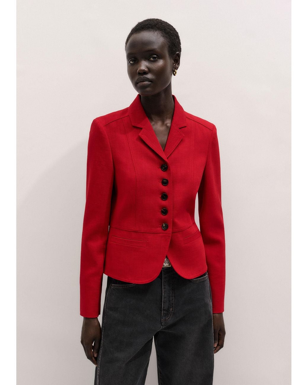 ME+EM Red Fitted Panel Jacket