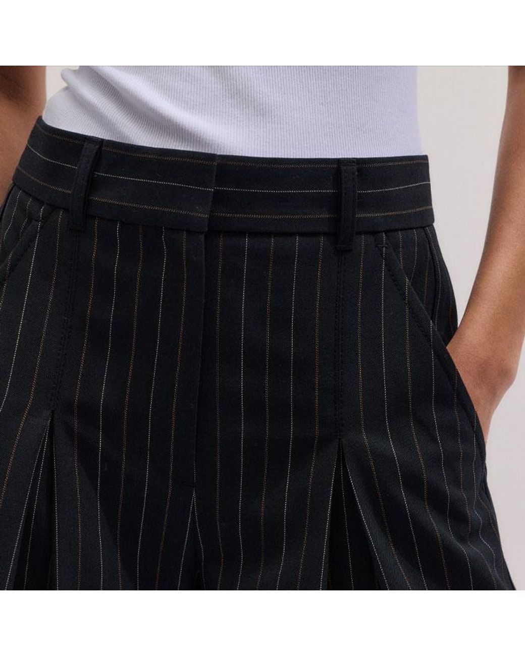 ME+EM Black Ultimate Wide Pinstripe Culotte