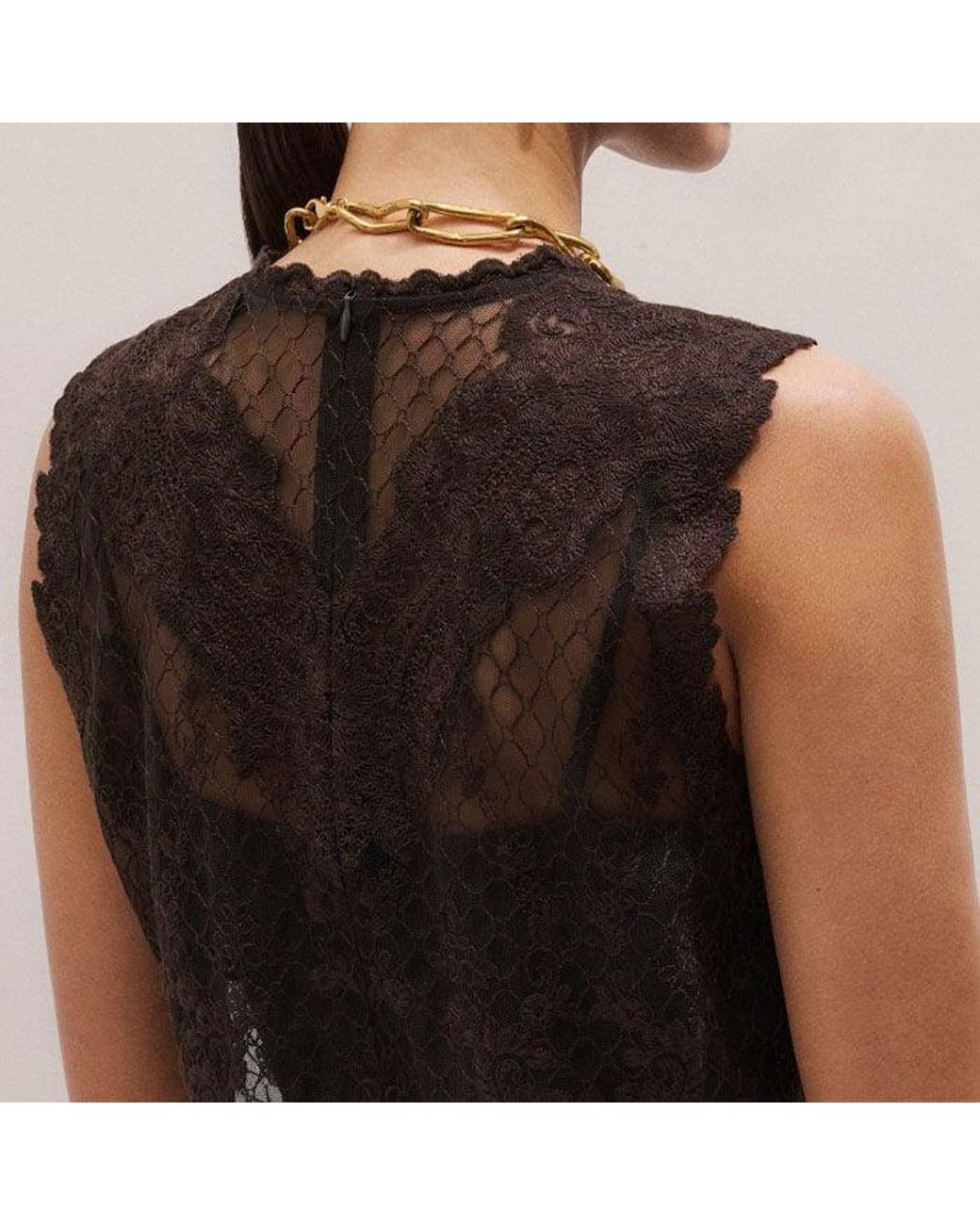 ME+EM Black Embroidered Tulle Top + Cami