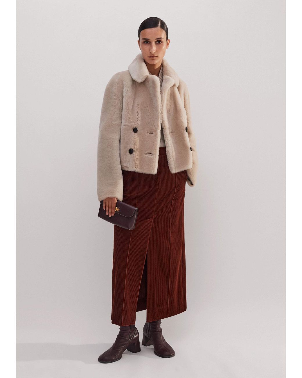 ME+EM Natural Luxe Short Shearling Coat