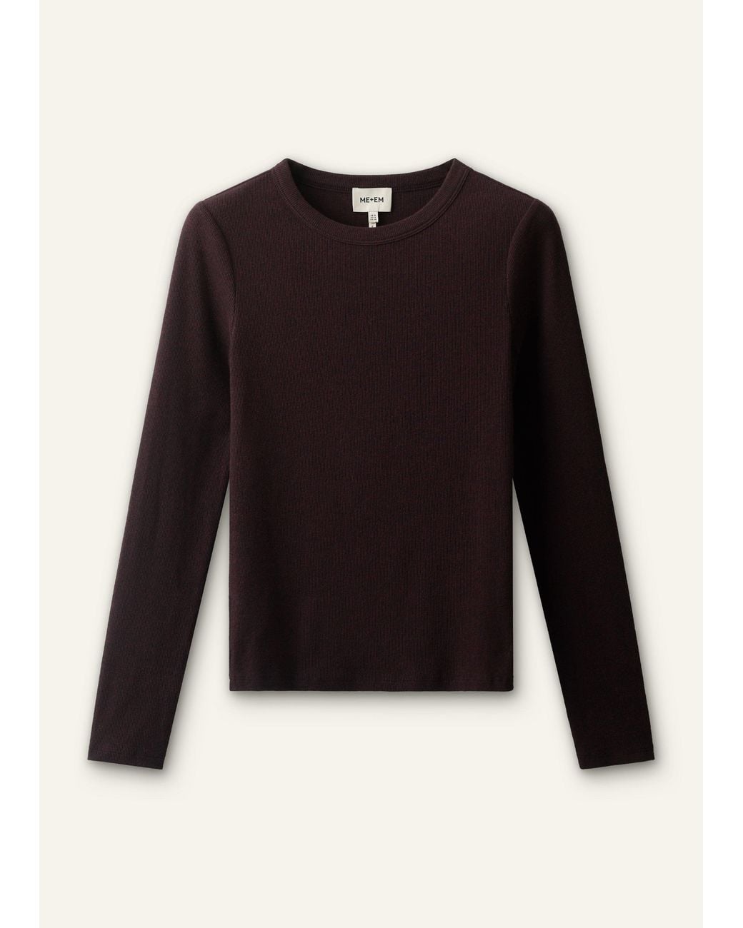 ME+EM Black Ultimate Rib Long Sleeve Top Port Melange