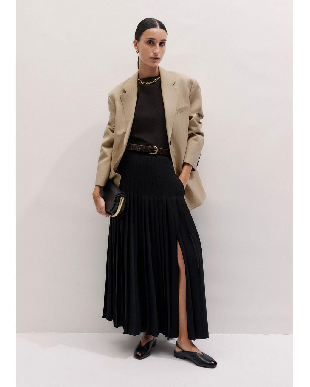 ME+EM Black Dramatic Maxi Length Skirt