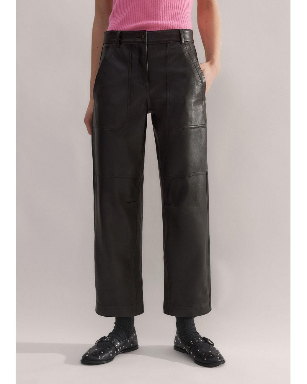 ME+EM Black Engineered-Leg Trouser
