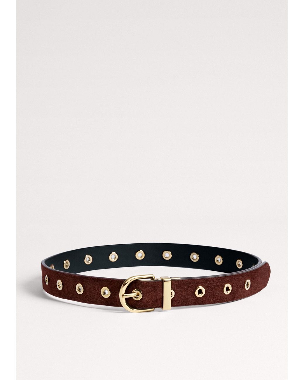 ME+EM Black Reversible Metal Eyelet Hips To Waist Belt-Chestnut