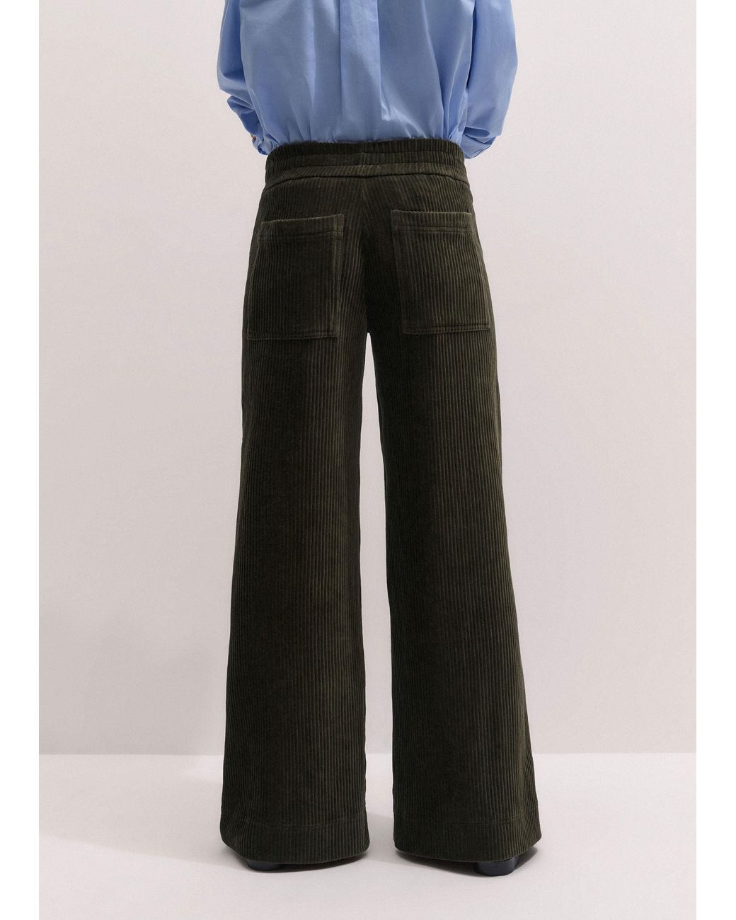 ME+EM White Jumbo Cord Velour Palazzo Pant