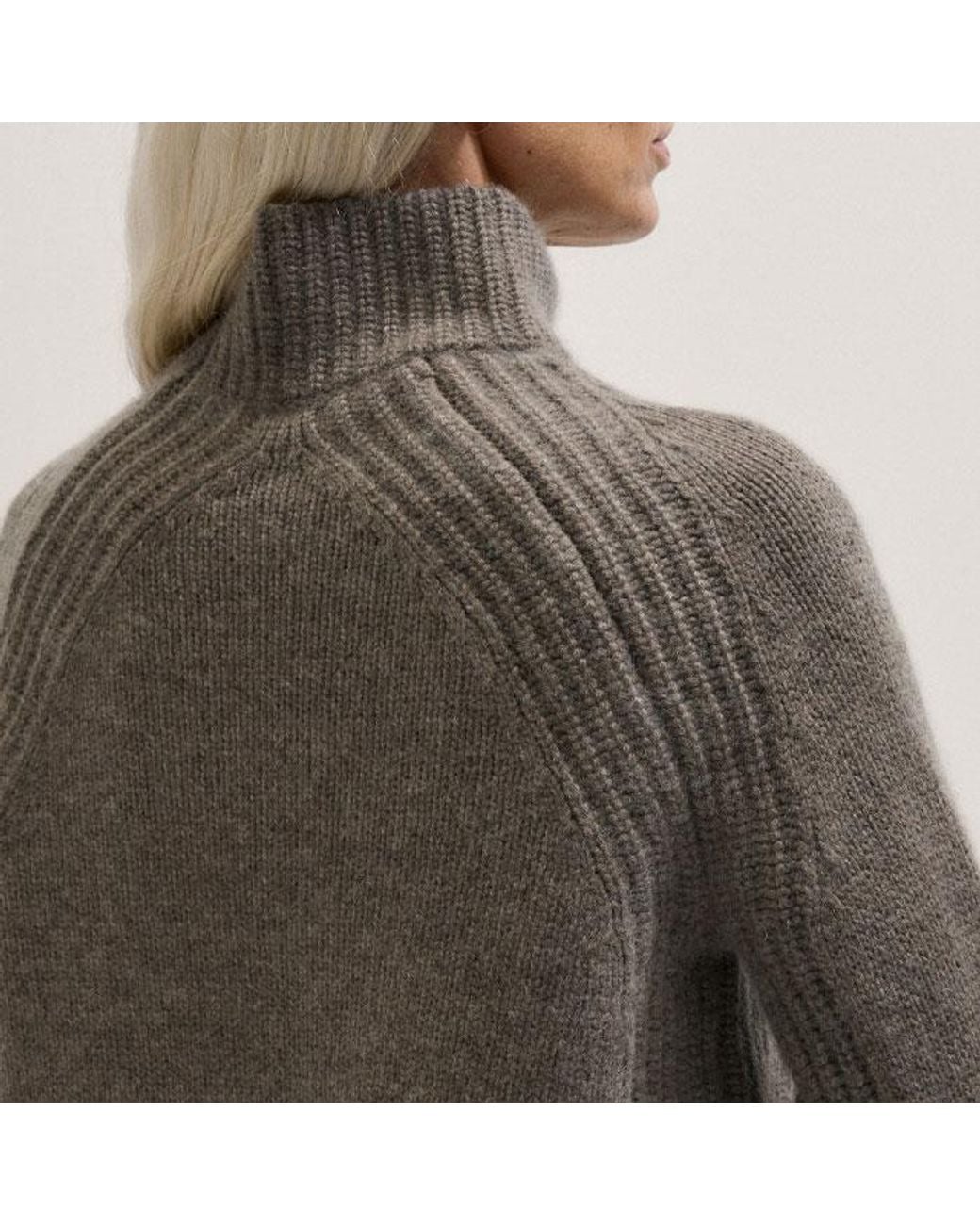 ME+EM Gray Cashmere High Neck Statement Jumper