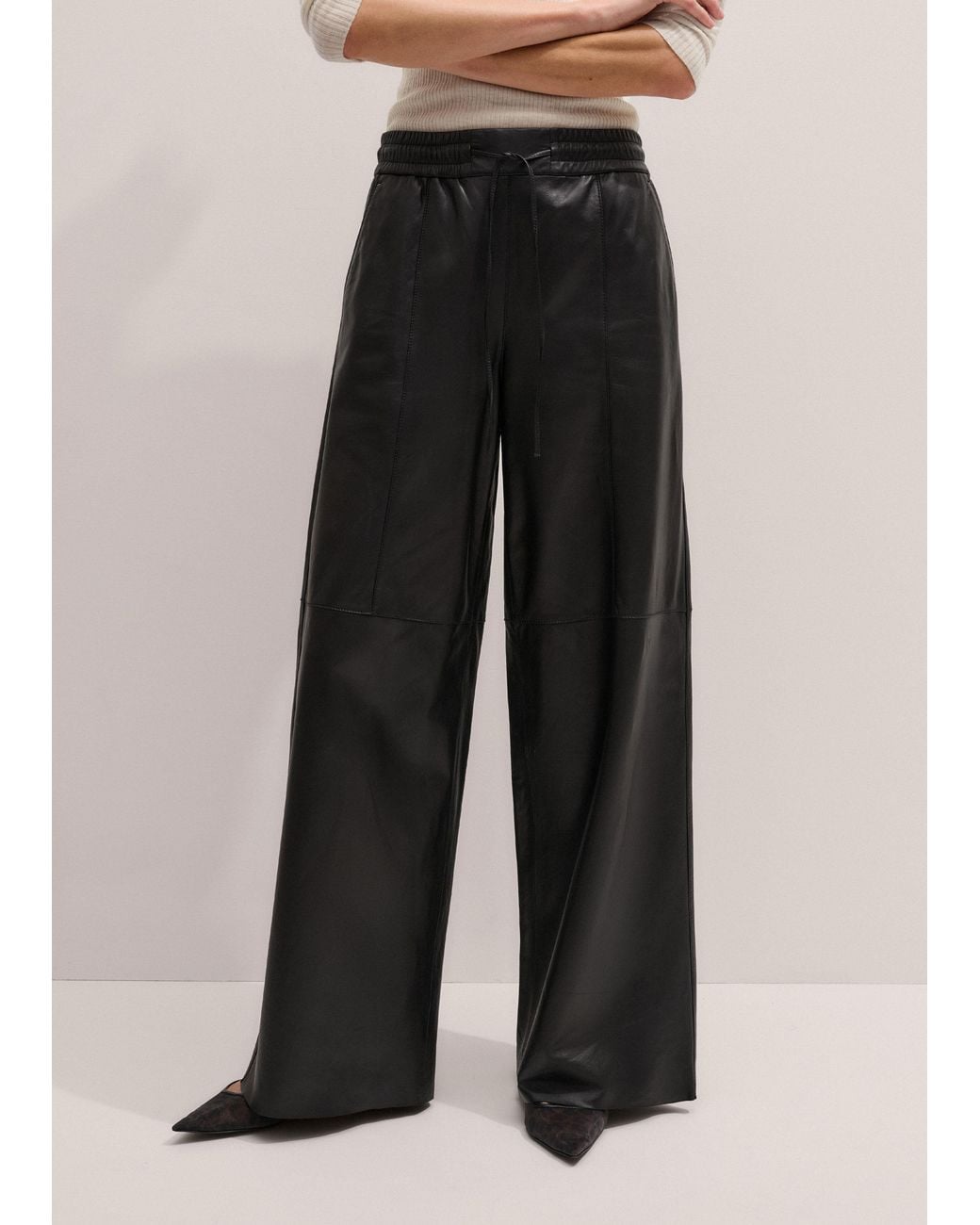 ME+EM Black Wide Leg Track Pant