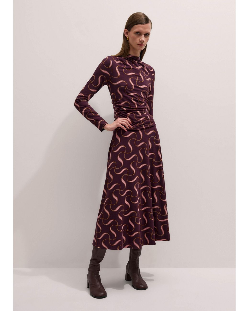 ME+EM Multicolor Twisted Ribbon Print Maxi Dress