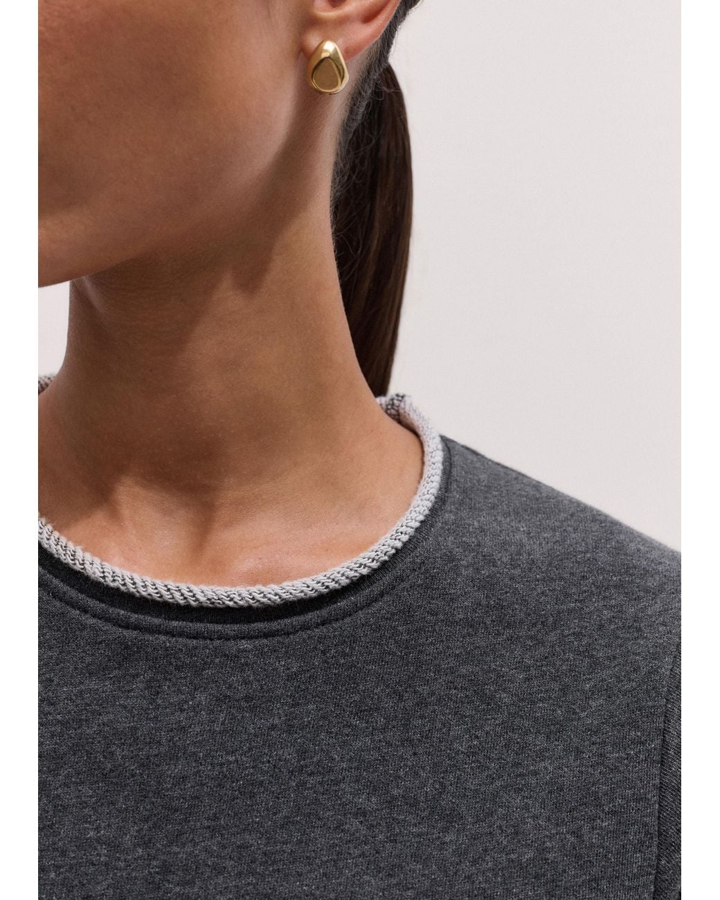 ME+EM Black Baby Tee Lightweight Sweatshirt