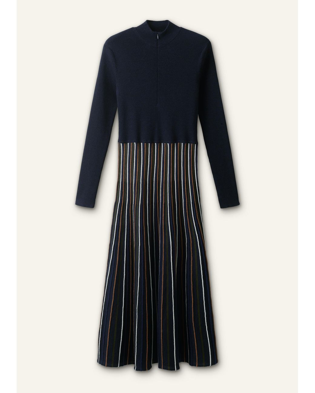 ME+EM Blue Merino Stripe Knit Maxi Dress