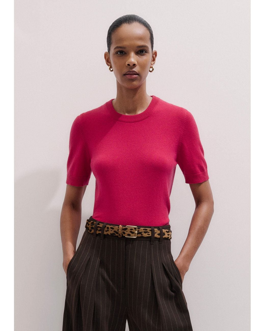 ME+EM Red Cashmere Crop Tee