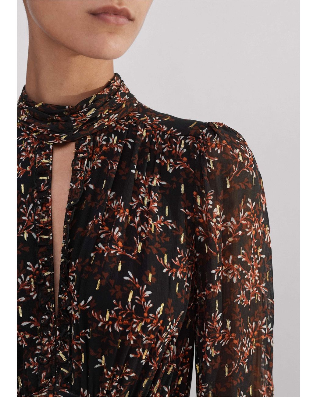 ME+EM Multicolor Shadow Berry Print Metallic Maxi Dress//Multi