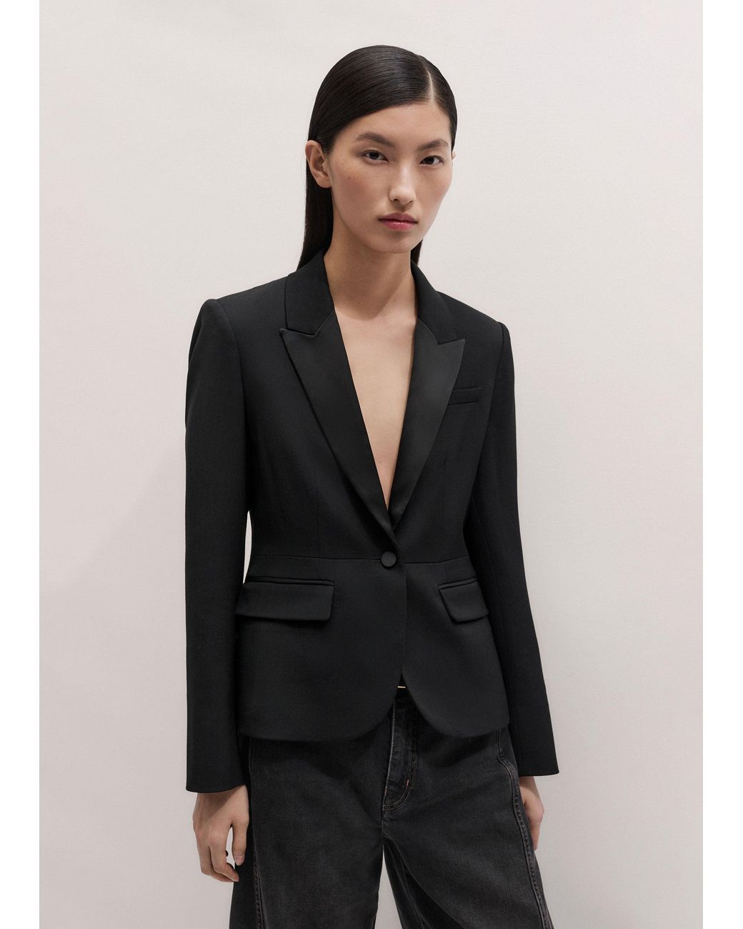 ME+EM Black Contour Tux Blazer