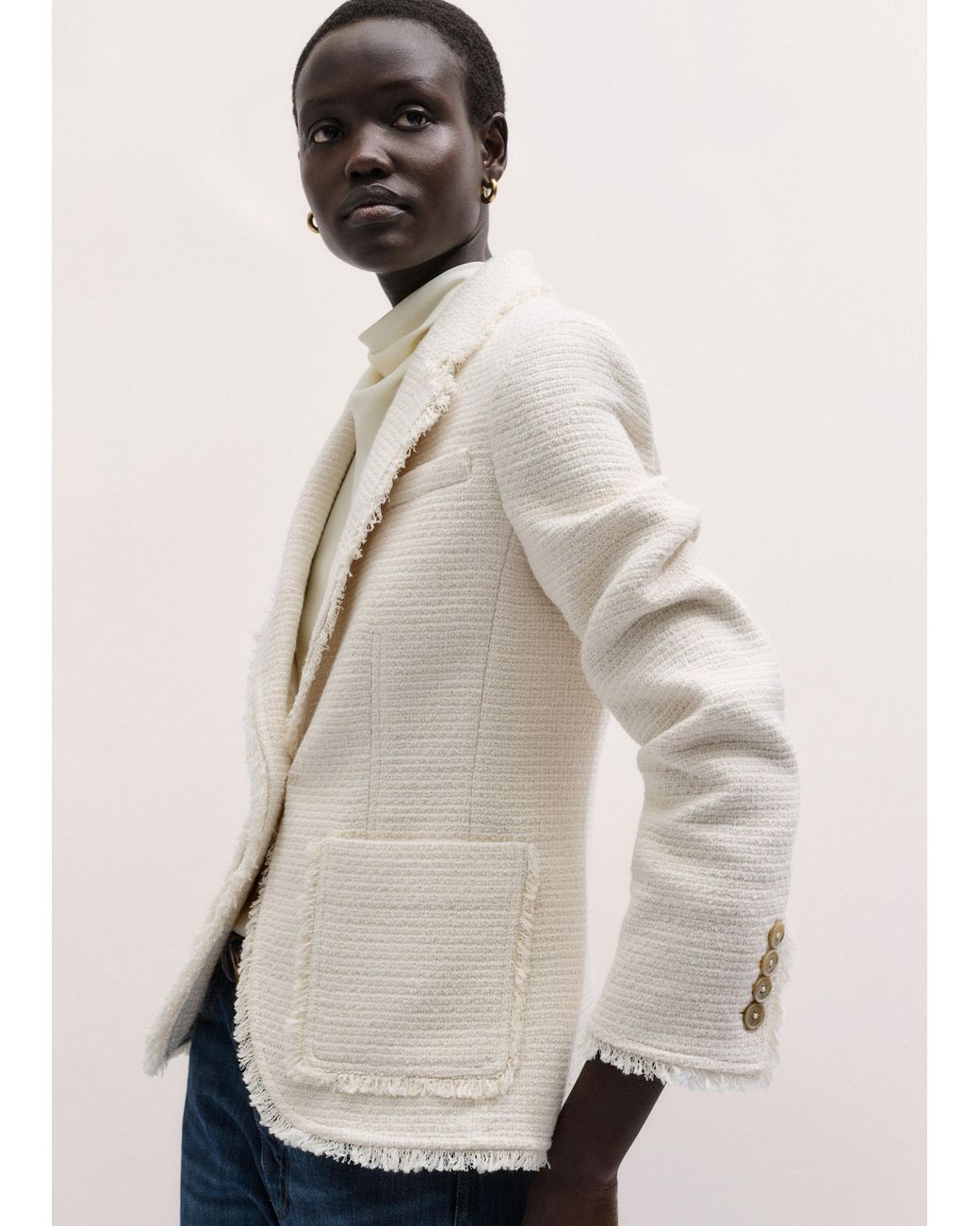 ME+EM Natural Textured Cardi Blazer
