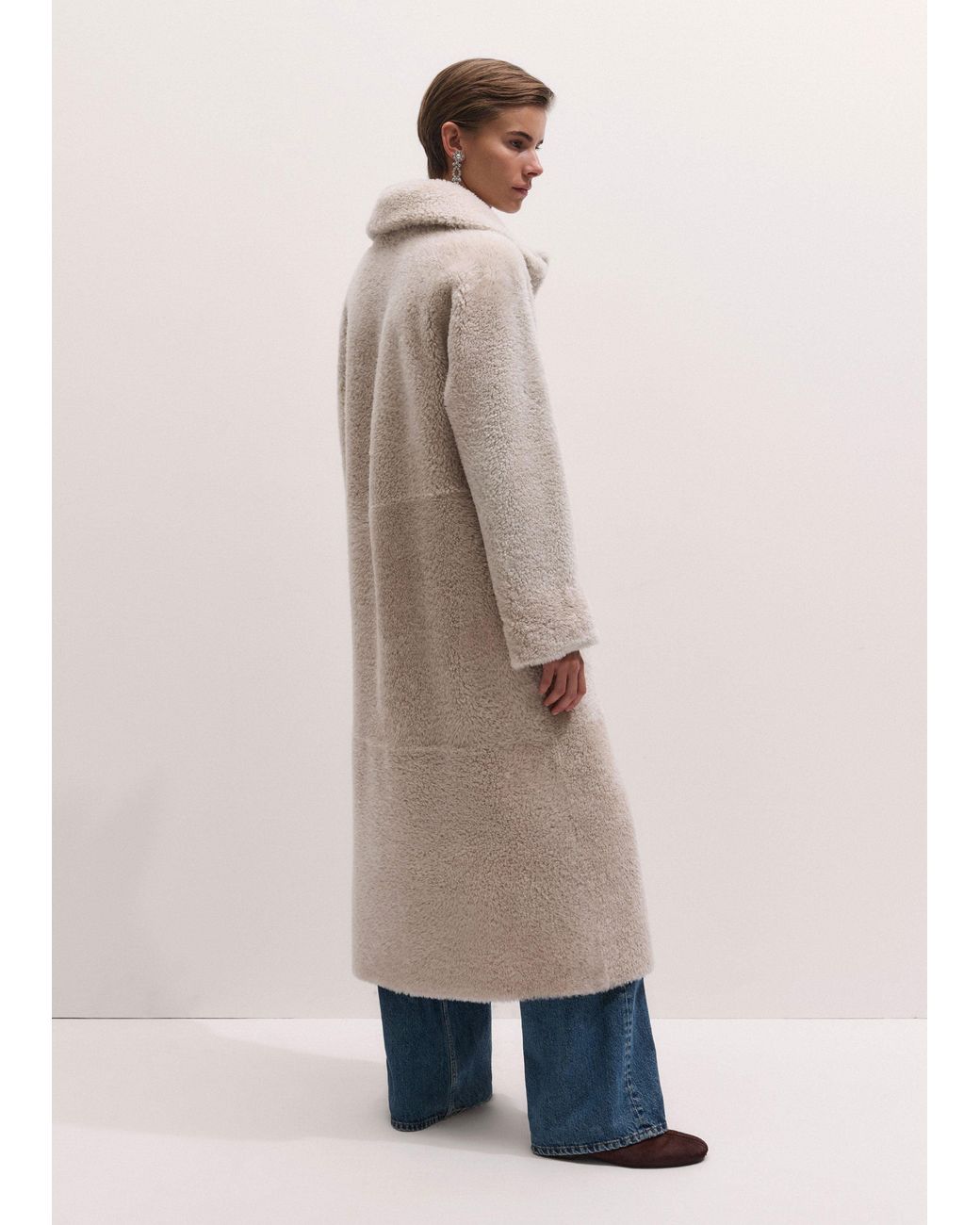 ME+EM Natural Reversible Shearling Coat + Belt