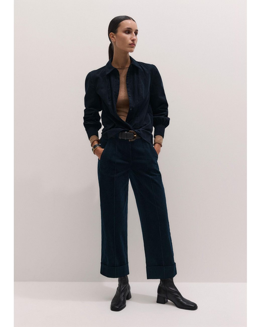 ME+EM Blue Straight Crop Trouser