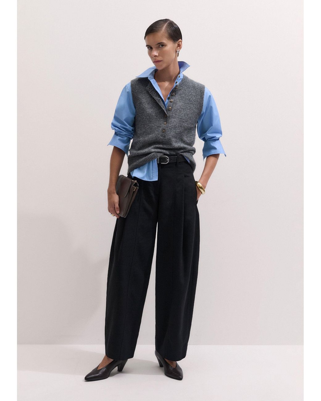 ME+EM Blue Tailored Barrel Trouser