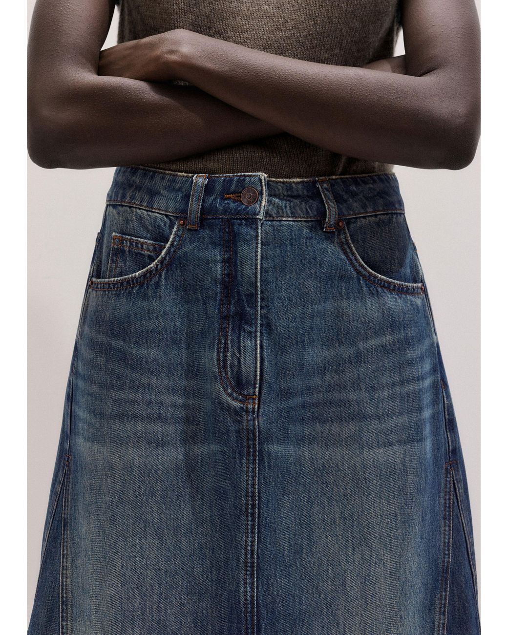 ME+EM Blue Relaxed Maxi Skirt