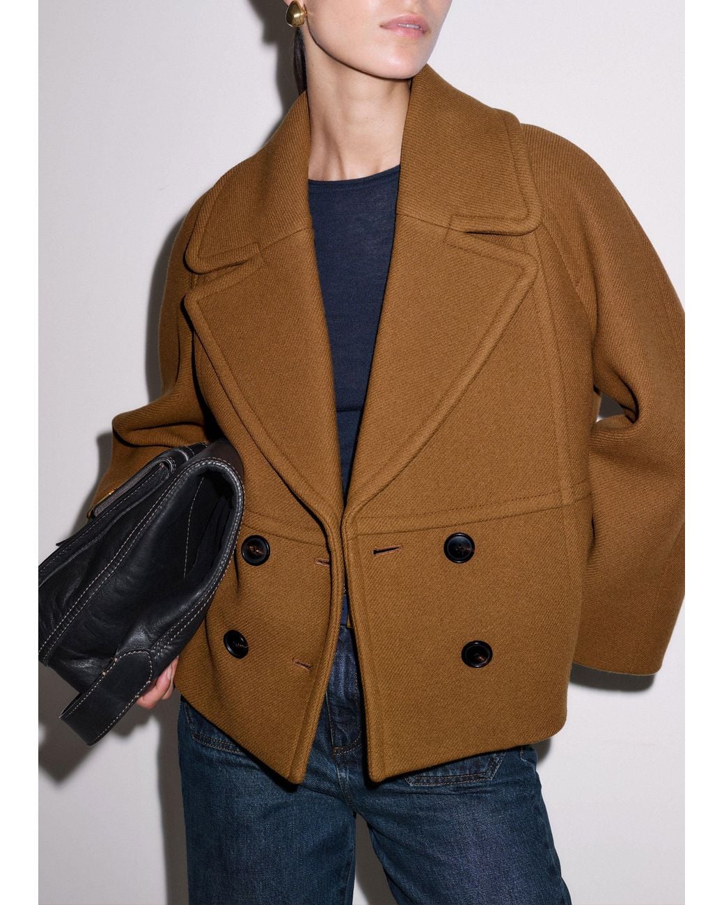 ME+EM Brown Crop Swing Coat