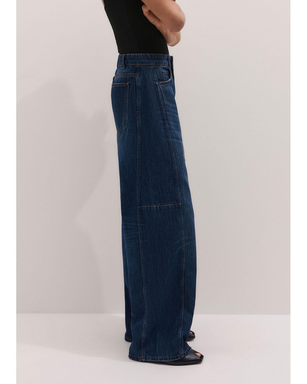 ME+EM Blue Exaggerated Tapered Jean Authentic Dark Wash