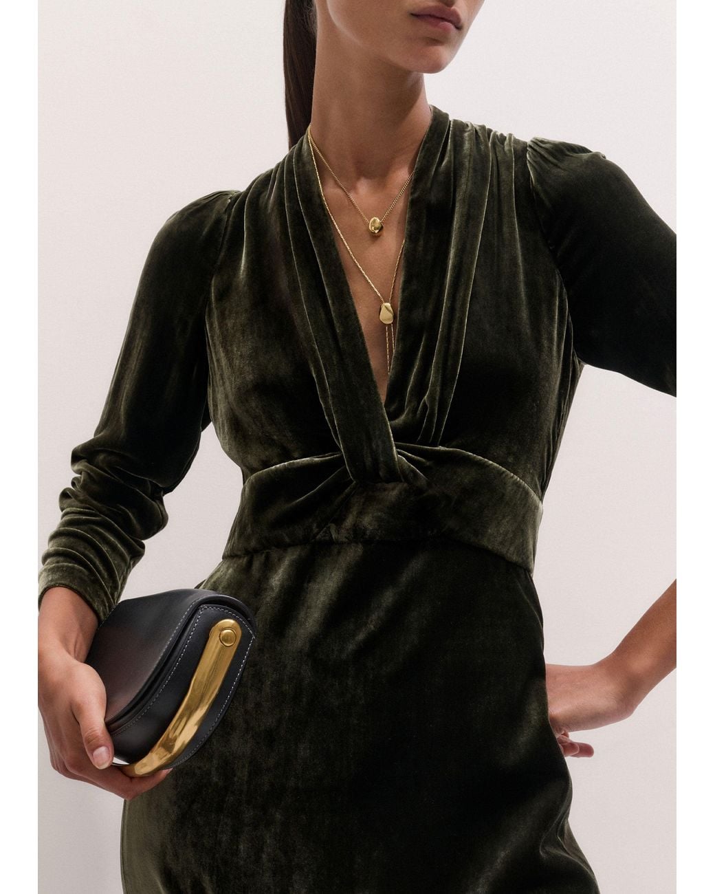 ME+EM Natural Silk Blend Velvet Twist Detail Mini Dress