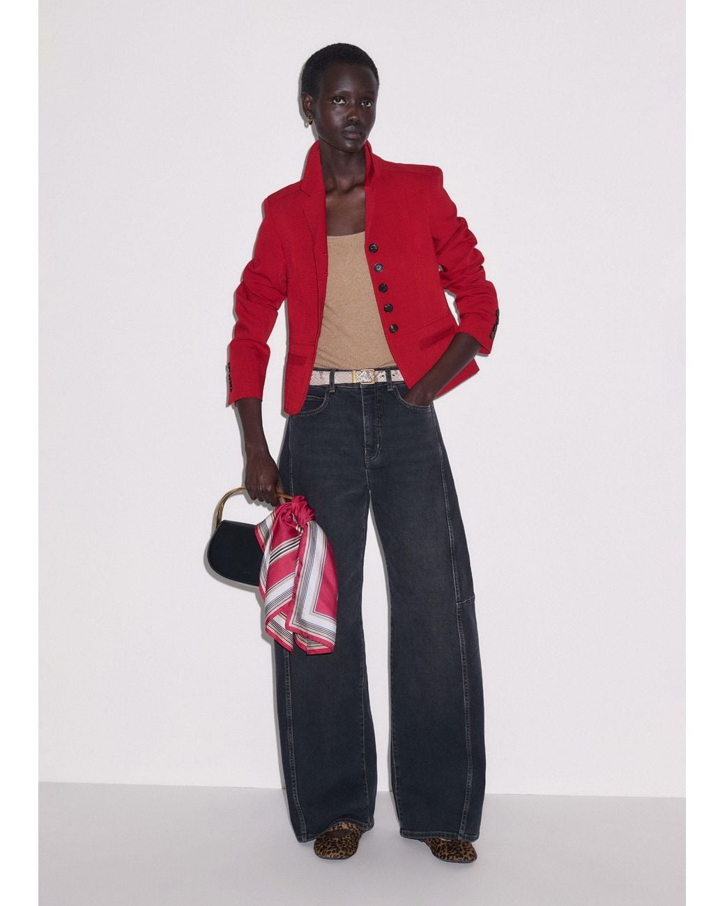 ME+EM Red Fitted Panel Jacket
