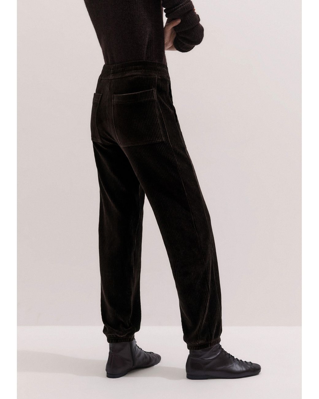 ME+EM Black Jumbo Cord Velour Joggers