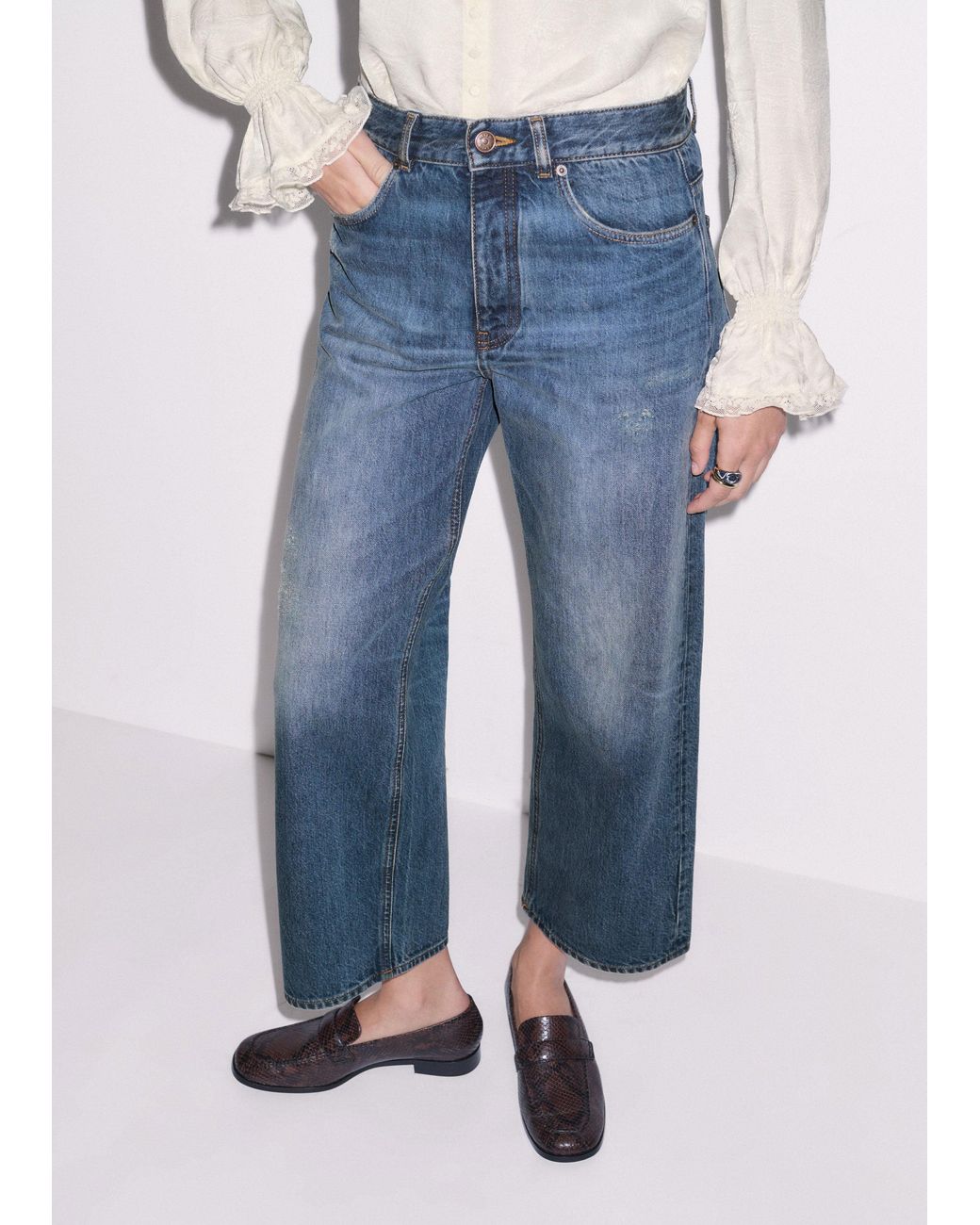 ME+EM Blue Straight Crop Jean