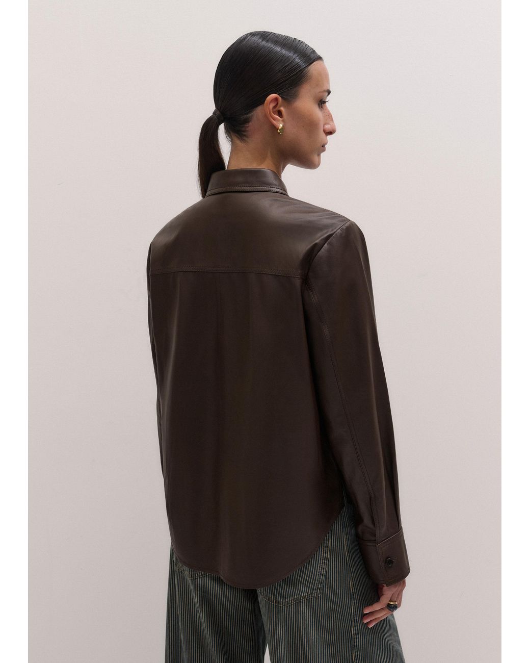 ME+EM Gray Luxe Straight Shirt
