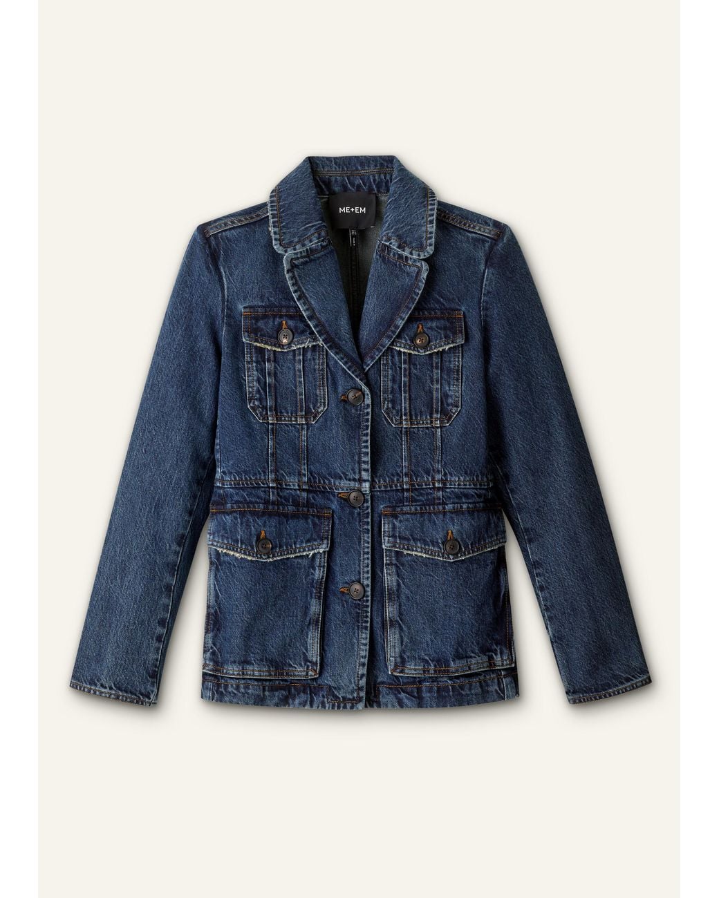 ME+EM Blue Slim Fit Utility Jacket Authentic Dark Wash