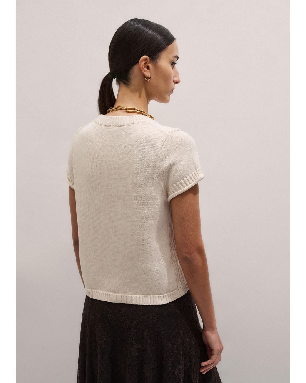 ME+EM Natural Shrunken Straight Knit Baby Tee