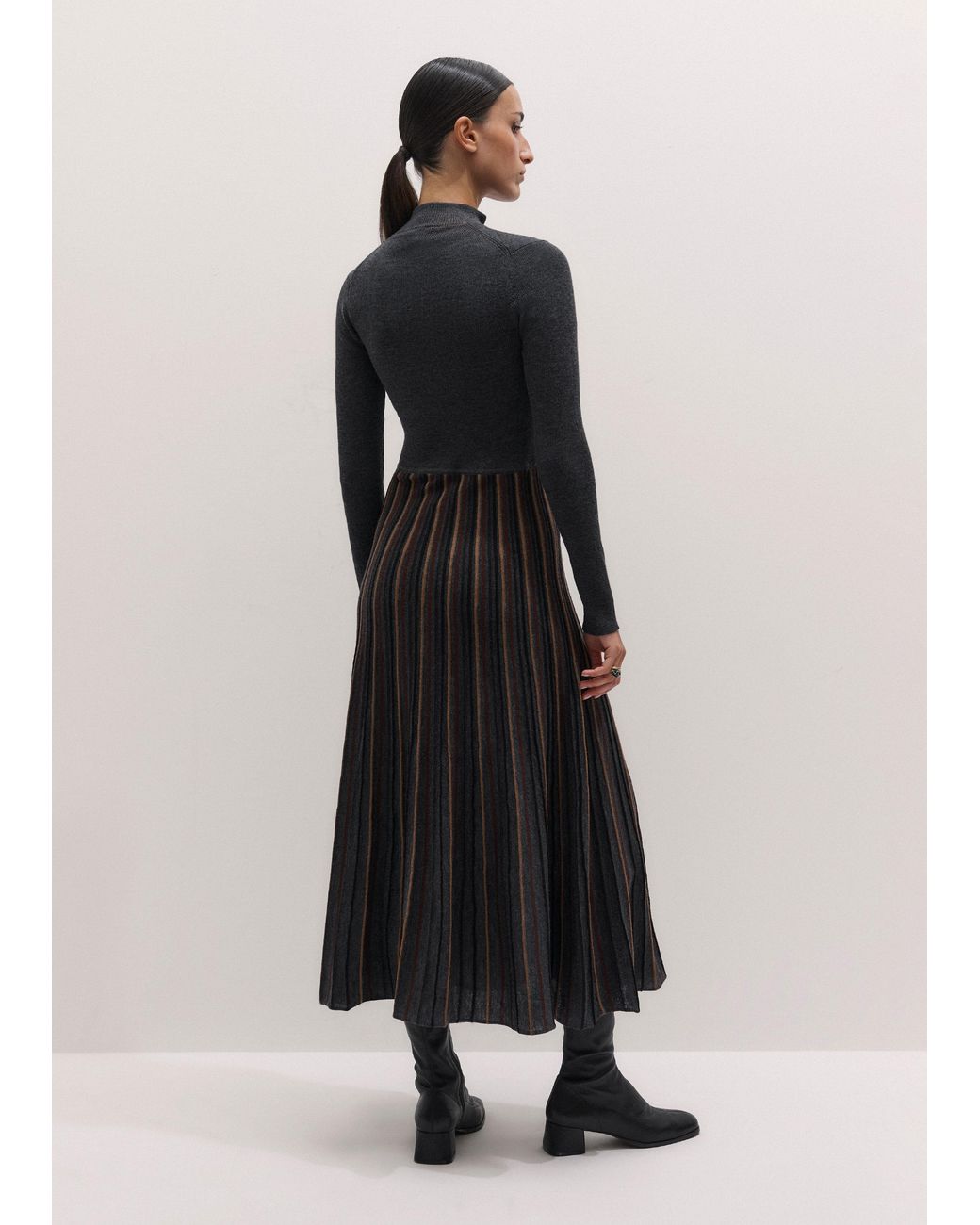 ME+EM White Merino Stripe Knit Maxi Dress