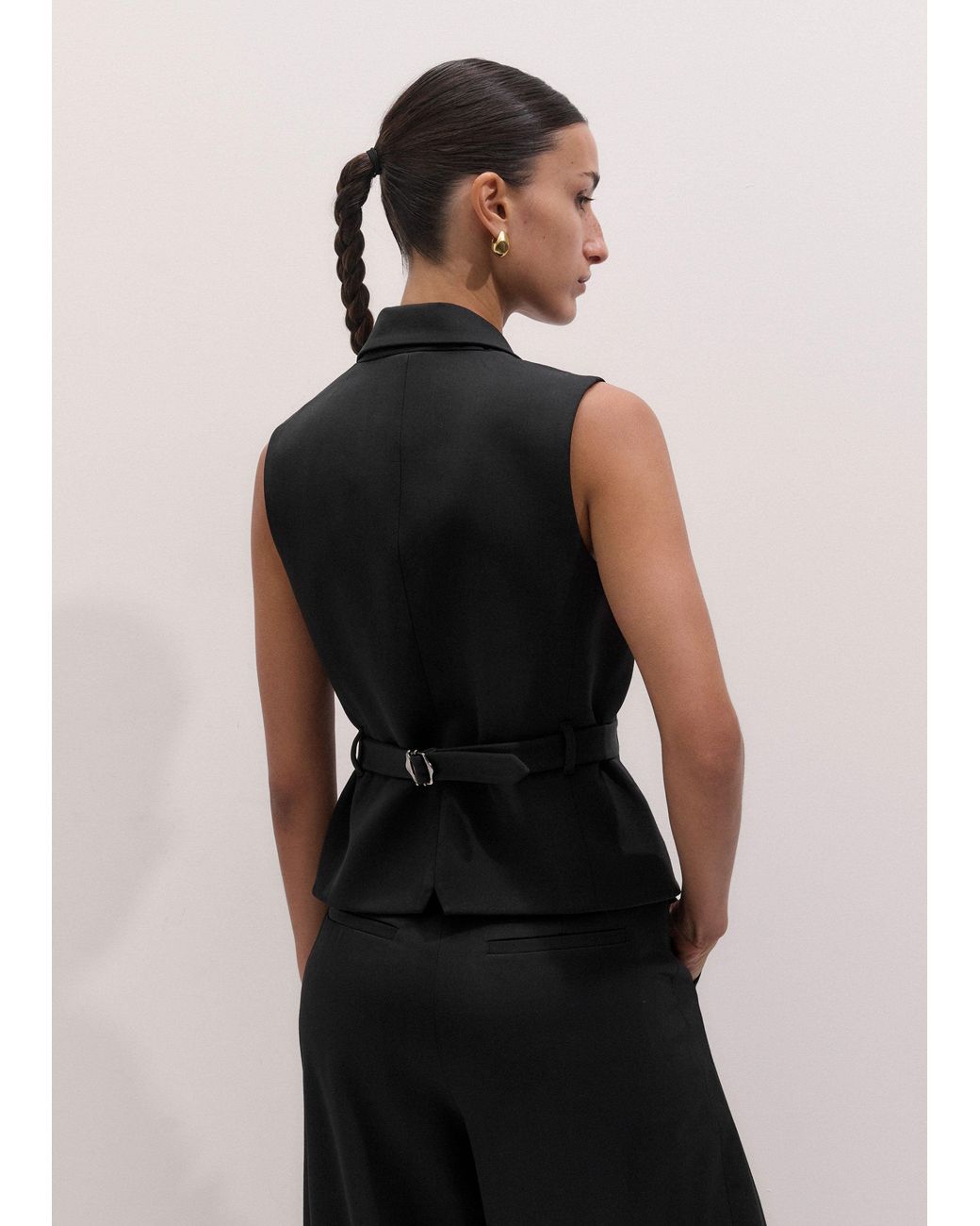 ME+EM Black Tux Wrap Waistcoat