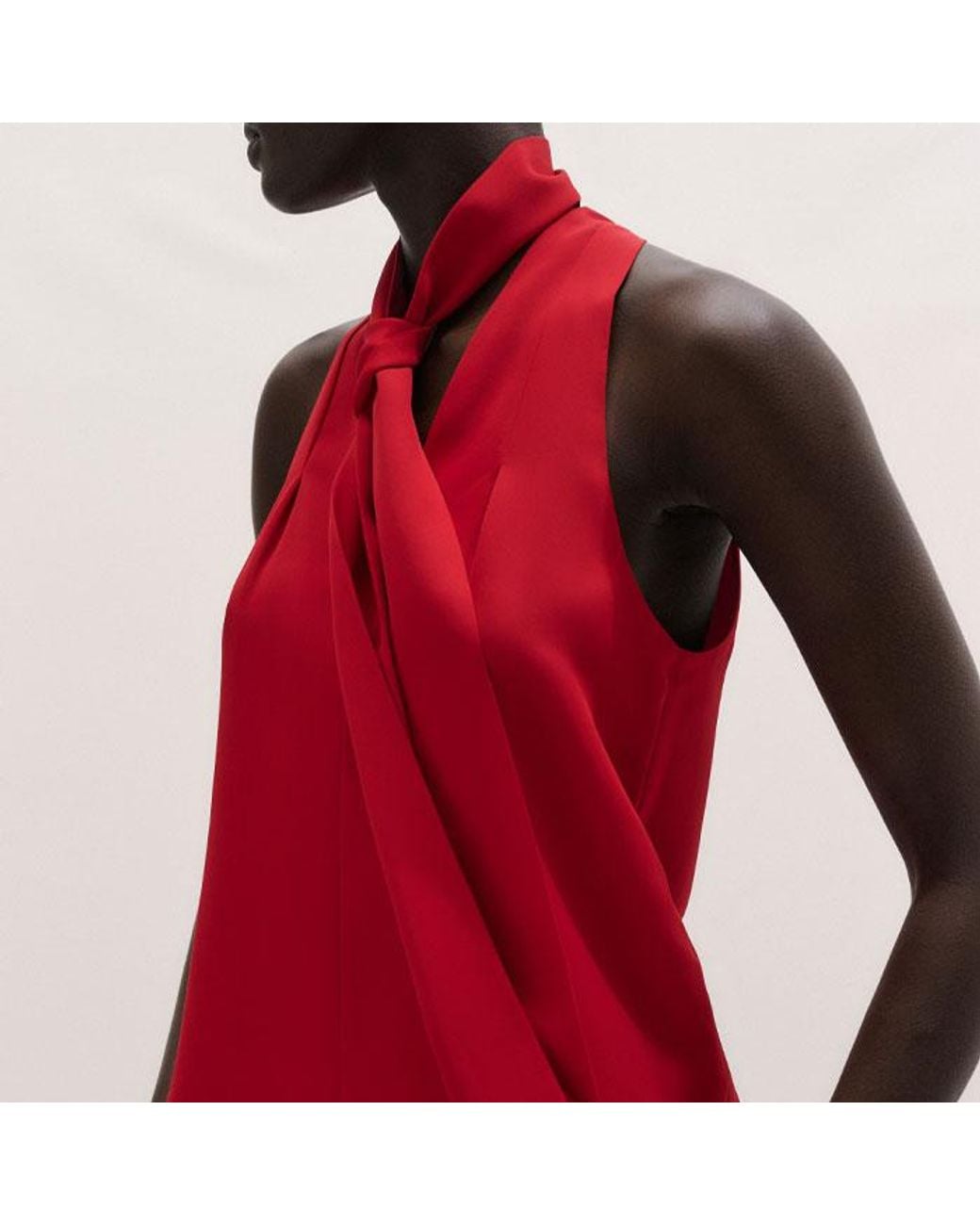 ME+EM Red Silk V-Neck Camisole Top + Tie Ruby