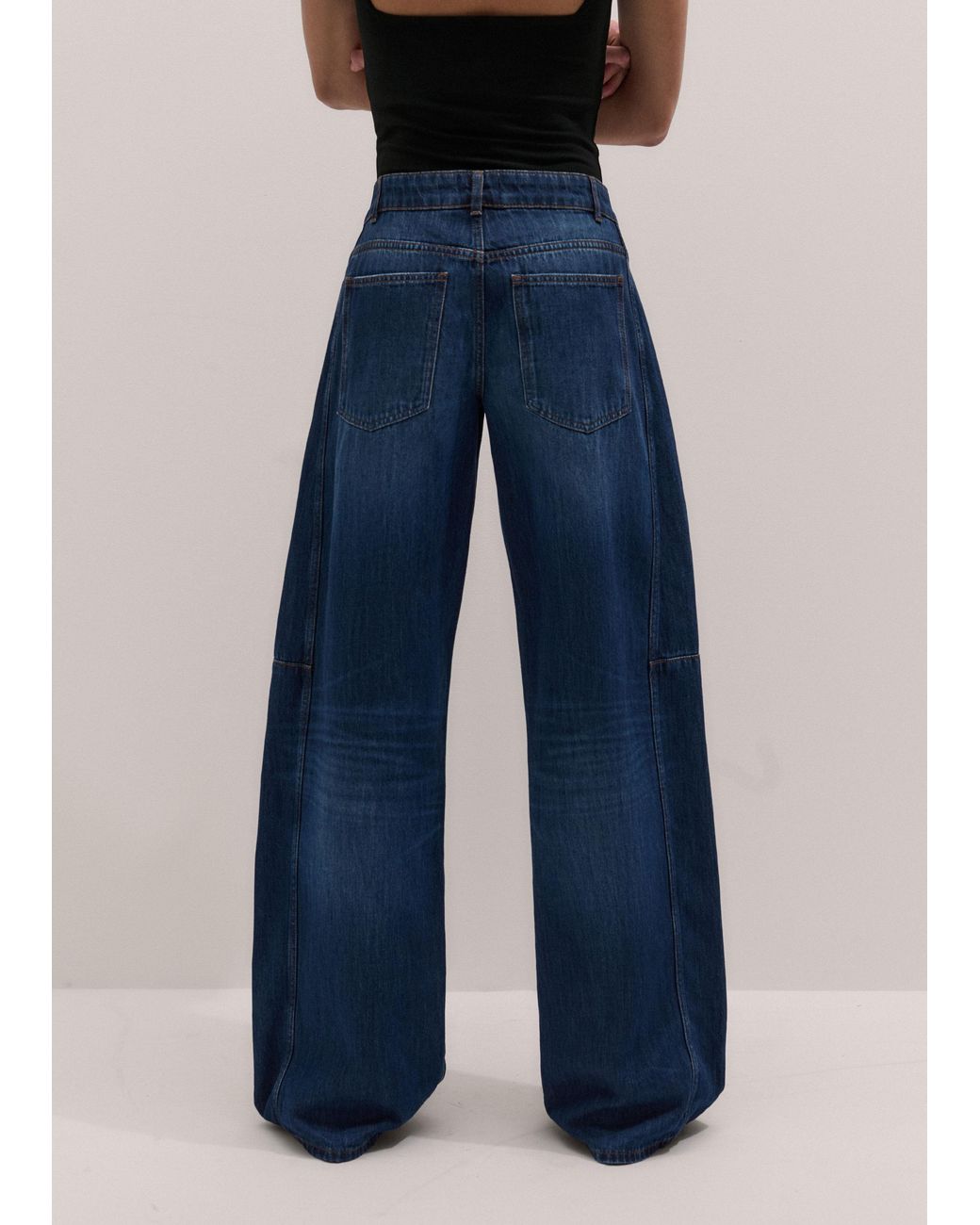 ME+EM Blue Exaggerated Tapered Jean Authentic Dark Wash